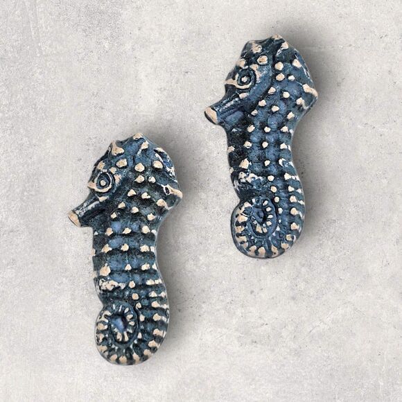 Ocean Theme Bead Lot Seahorse Fish Lampwork Glass & Ceramic Blue Craft Mix - Picture 3 of 7